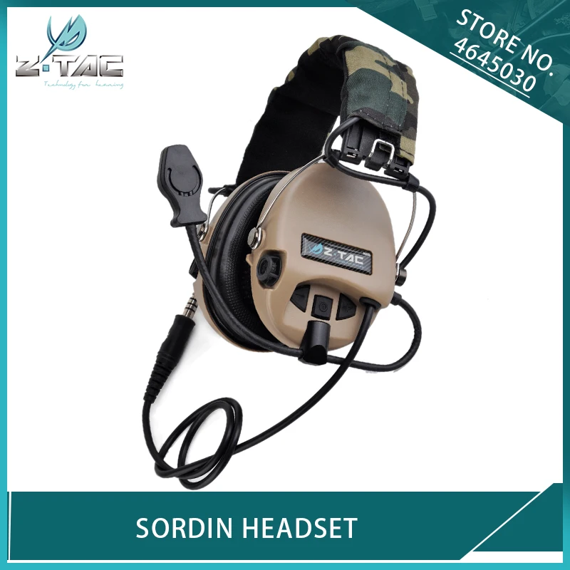 Z Tactical Airsoft Military Noise Cancelling Peltor Sordin Headphone Z-TAC Hunting Softair Aviation Headset TAN