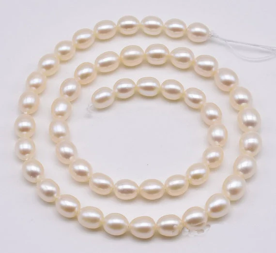 

Charming Loose Pearl Beads,A Grade Teardrop Pearl Loose Beads,7-8mm White Rice Freshwater Pearl Jewellery.