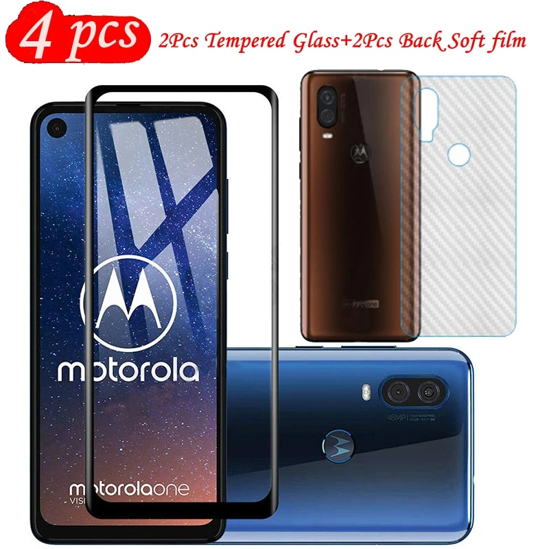 2 упаковки полное покрытие закаленное стекло для Motorola Moto One Vision защита экрана + шт