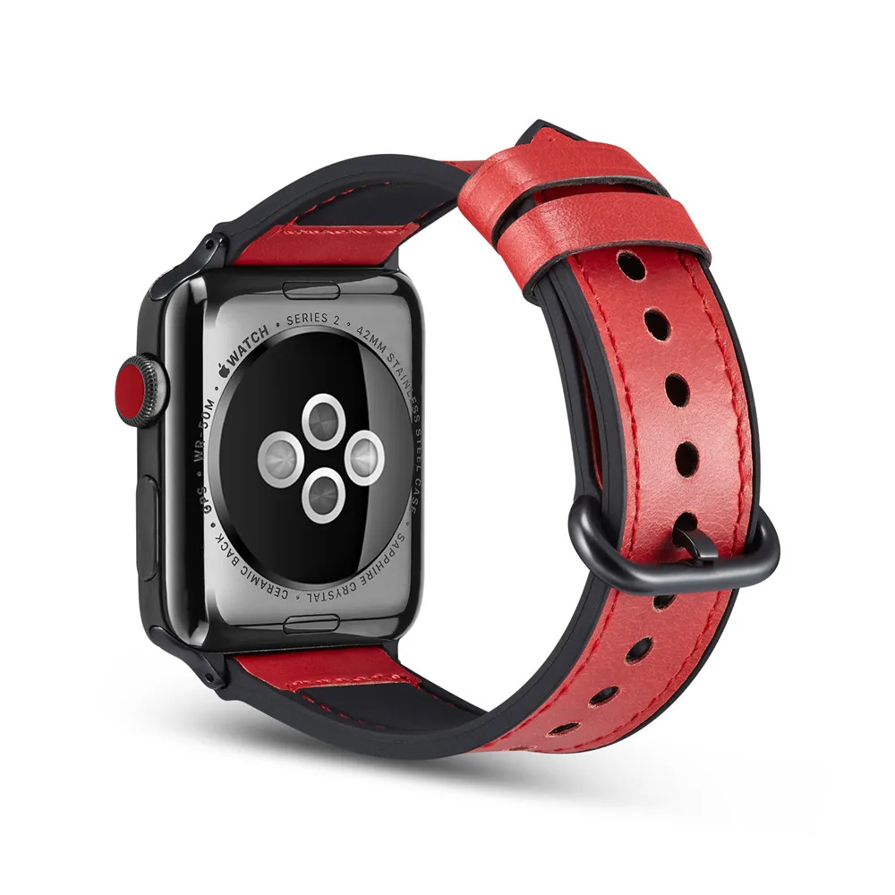 Новый смарт часы ремни для Apple Watch 4 Замена пояса из натуральной кожи + кремнезема