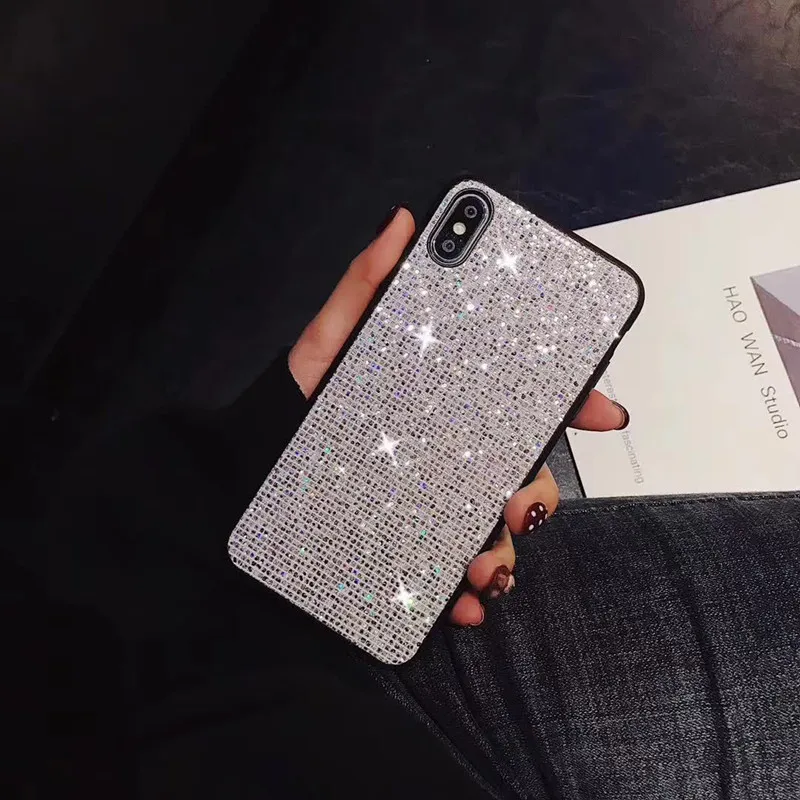 Silver DH чехол, красивый чехол для телефона, Жесткий ПК с блестящими бриллиантами, мобильный чехол для телефона для iPhone Xs Max XR Xs 8P 7P - Цвет: Silver