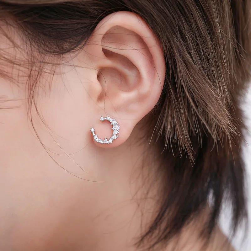 Женские серьги с цирконом RYOUCUTE из настоящего серебра Луной роскошные брендовые