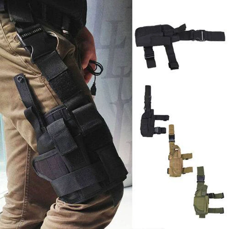 Tactical Airsoft Pistol Gun Drop Leg Thigh Holster Pouch Bag Right Hand Black Outdoor With Adjustable Magic Strap | Спорт и