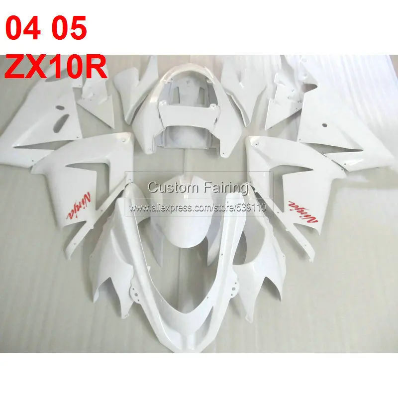 

All White for Kawasaki ZX10R 05 04 Ninja Abs custom 2005 2004 fairing kit fairings SF116
