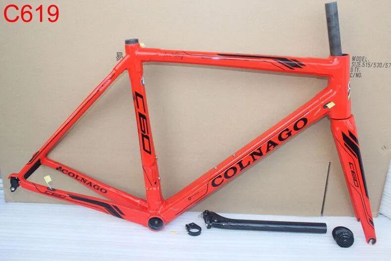 Черная картина белый Colnago C60 дорожный велосипед рама красное углеродное волокно велосипедная Рама+ подседельный штырь+ вилка+ зажим+ гарнитура