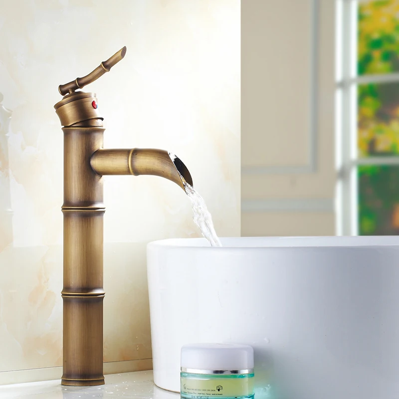 Современный дизайн бамбуковый античный латунный кран модные смесители для
