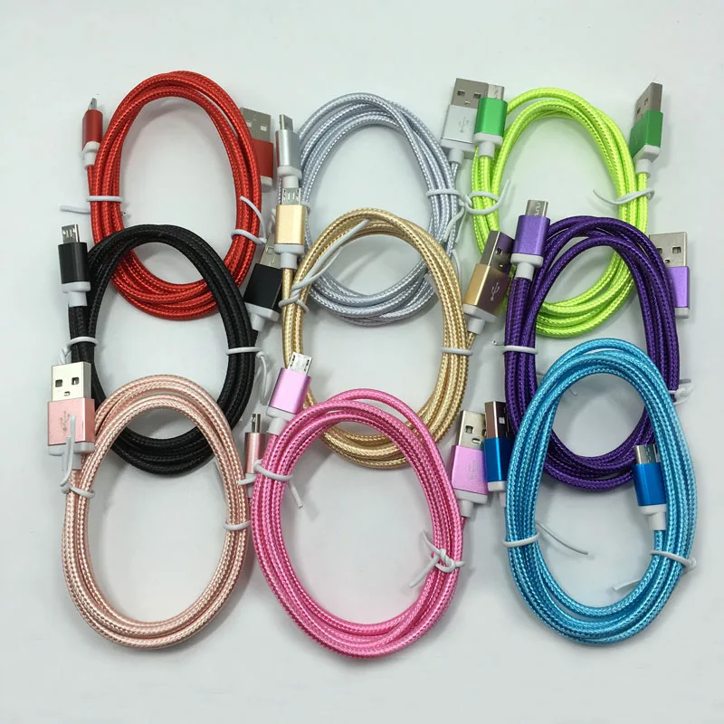 Нейлоновый зарядный кабель Micro USB шнур для зарядки и синхронизации данных