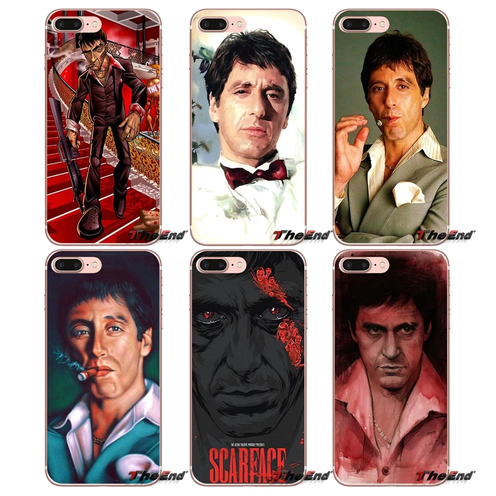 Для iPhone X 4 4S 5 5S 5C SE 6 6S 7 8 Plus Samsung Galaxy J1 J3 J5 J7 A3 A5 2016 2017 Тони Монтана scarface прозрачный ТПУ