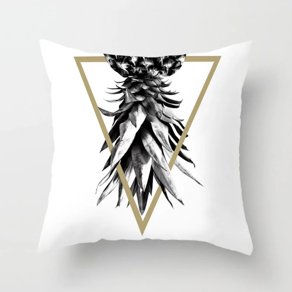 Чехол для подушки с 3D принтом золотых цветов и листьев мягкие декоративные