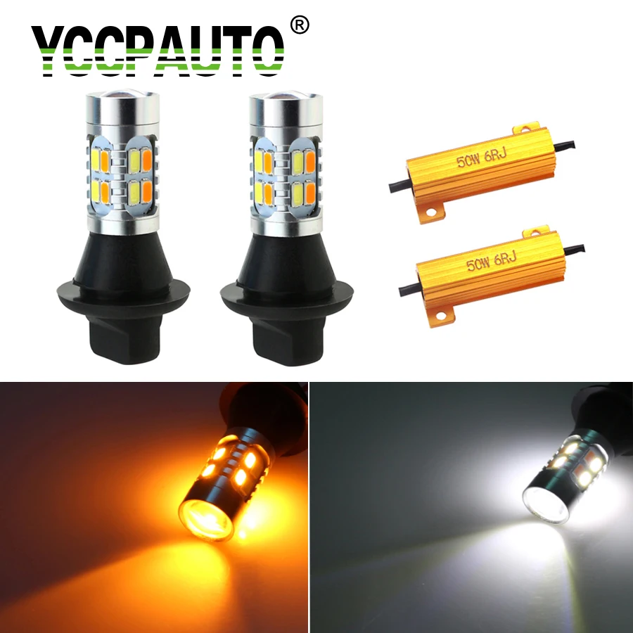 YCCPAUTO 2 шт. 1156 T20 светодиодный двухцветный W21W PY21W P21w Canbus поворотники без ошибок DRL 20