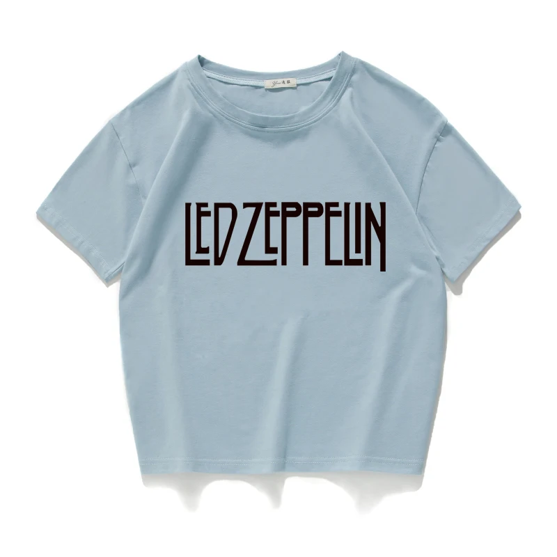 Led zeppelin, жесткая рок-Футболка, женская, хлопок, уличная мода, народный рок, короткая футболка, женская, с круглым вырезом, в стиле панк, графический, Женский кроп-топ