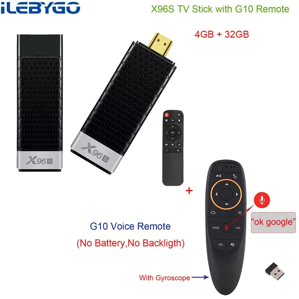 Ilebygo X96S 4K Мини ТВ-карта Android 8,1 4 ГБ 32 ГБ S905Y2 четырехъядерный 2,4G& 5 ГГц двойной Wifi BT4.2 1080P H.265 Смарт ТВ-ключ - Цвет: 4g 32g with G10