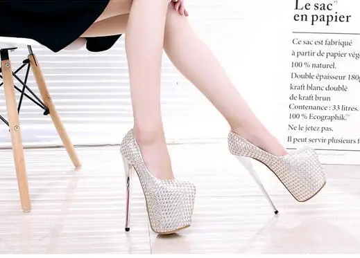 LLXF zapatos/Большие размеры: 34-41, 42, 43, женские Серебристые туфли на шпильке с круглым носком женские туфли-лодочки на высоком каблуке 20 см sapato feminino