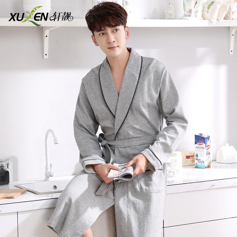 Мужской банный халат хлопковый спальный плюс размер домашняя Ночная одежда