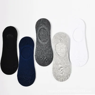 5 Colors Socks 5 пар/партия, новые хлопковые мужские невидимые мужские носки, носки, тапочки, Силиконовые мягкие дышащие впитывающие пот Нескользящие однотонные летние носки - Цвет: 5 Colors Socks