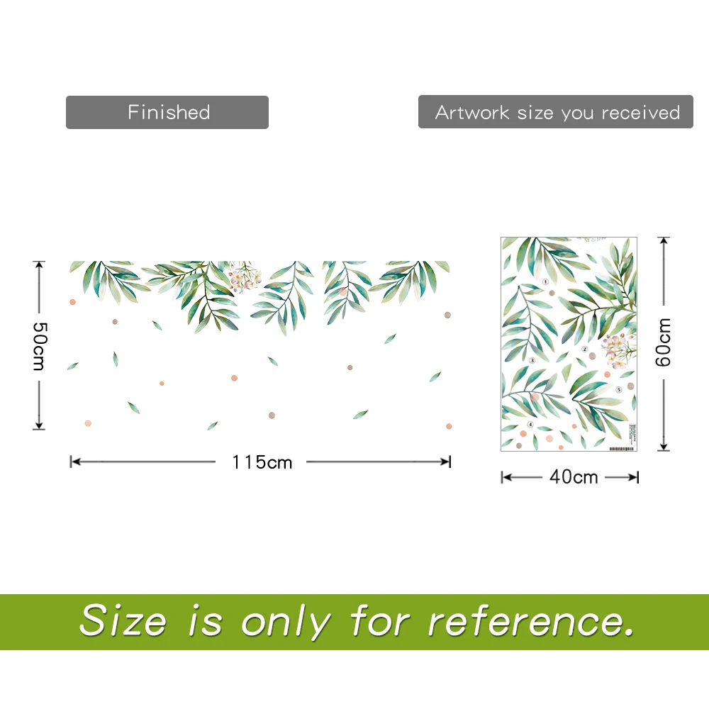 Водостойкие съемные настенные наклейки из ПВХ DICOR листья для гостиной декорация