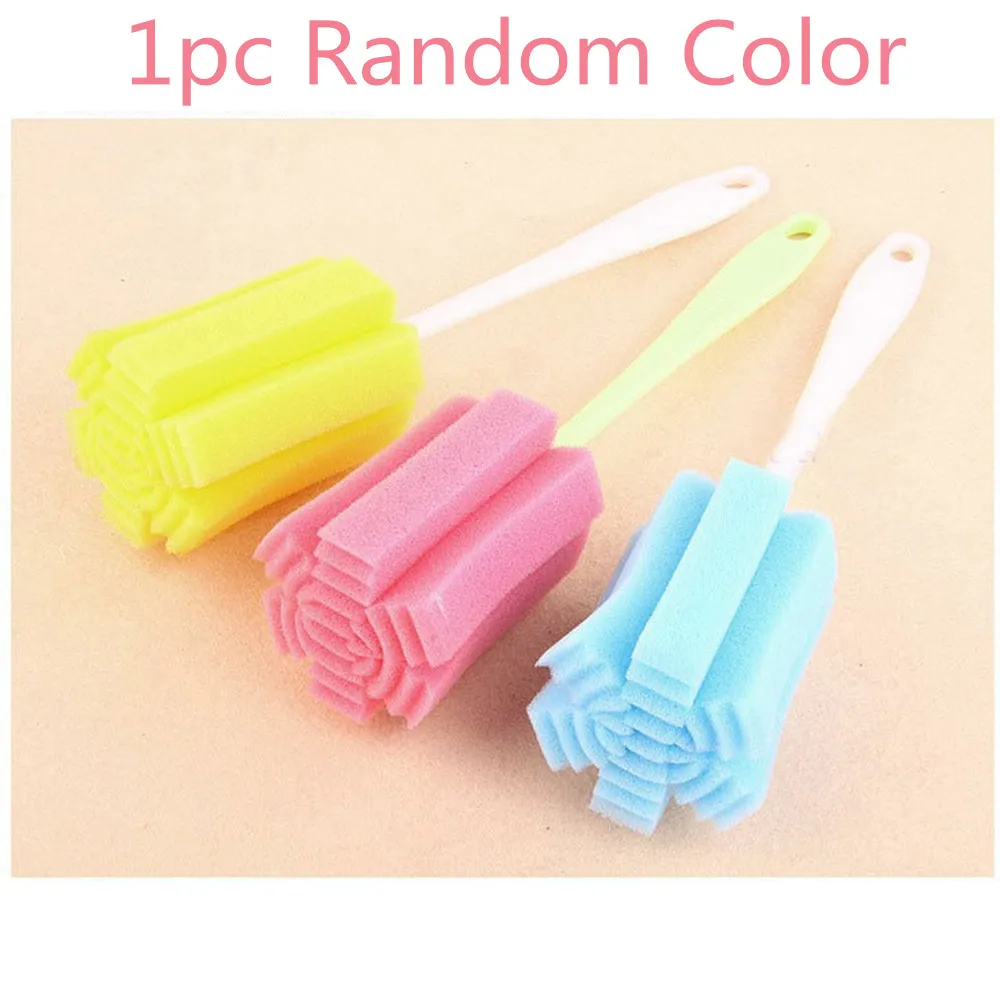 1pc Random Color Новое поступление детская Высококачественная Чистящая губка, бутылочки для молока, бутылочки с ручкой, чистящая посуда, щетка для детских бутылочек, горячая распродажа - Цвет: 1pc Random Color