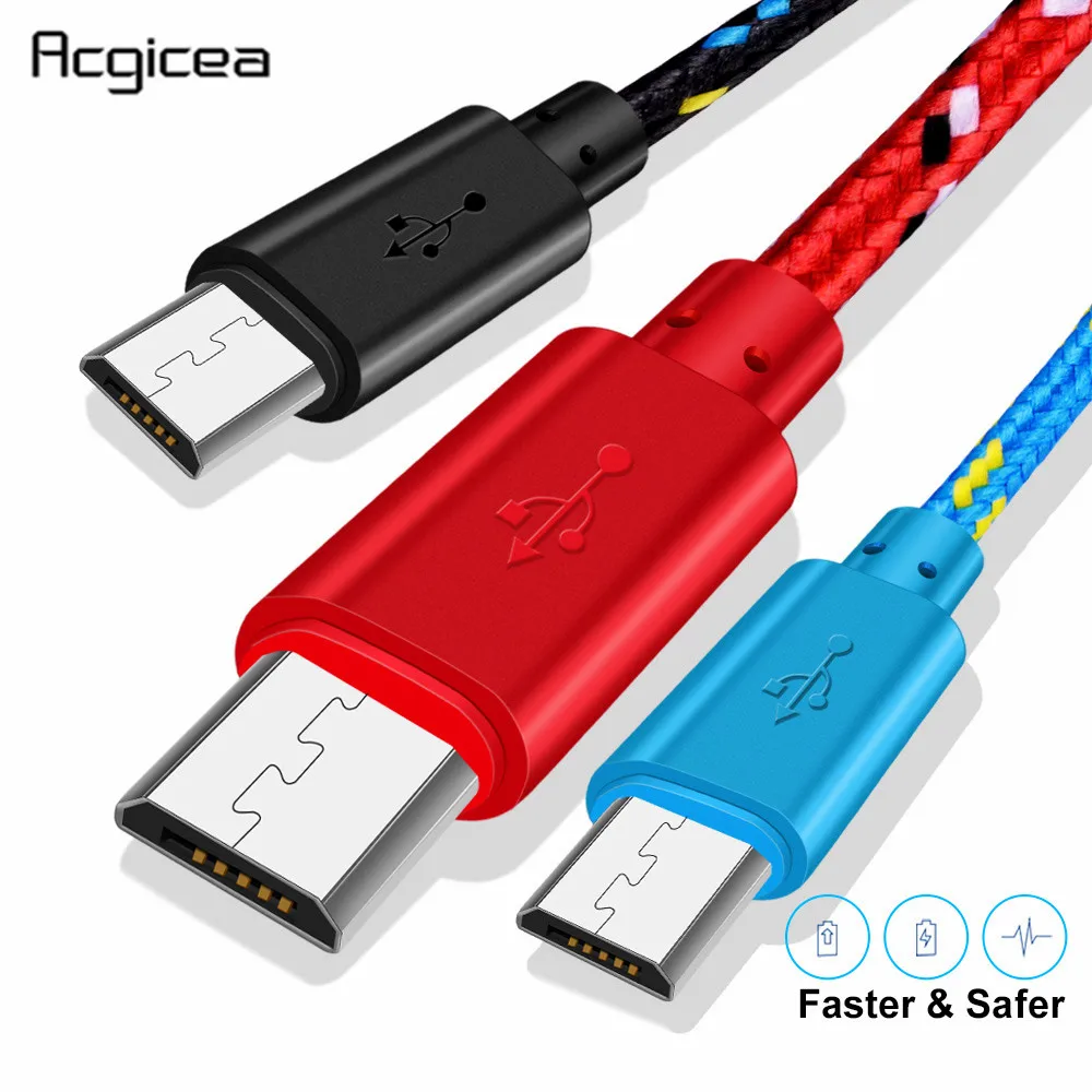 Нейлоновый Кабель Micro-USB в оплетке, синхронизация данных, usb-кабель для зарядки samsung, huawei, Xiaomi, Android, кабели для быстрой зарядки 1 м, 2 м, 3 м