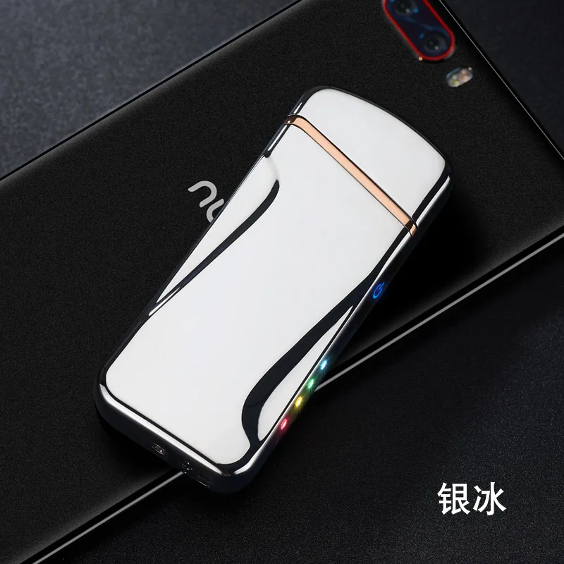 Usb зарядка шатер дисплей питания зажигалки новинка металлическая двойная дуга ветрозащитная Электронная зажигалка для мужчин подарок курильщик - Цвет: 5