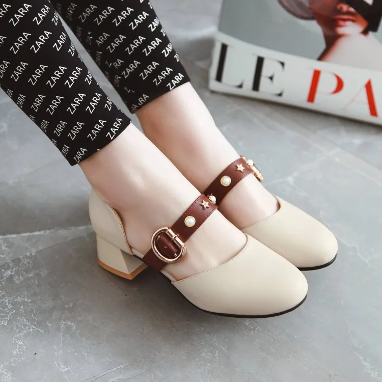 Женские туфли на высоком каблуке женские лодочки с круглым носком одноцветные