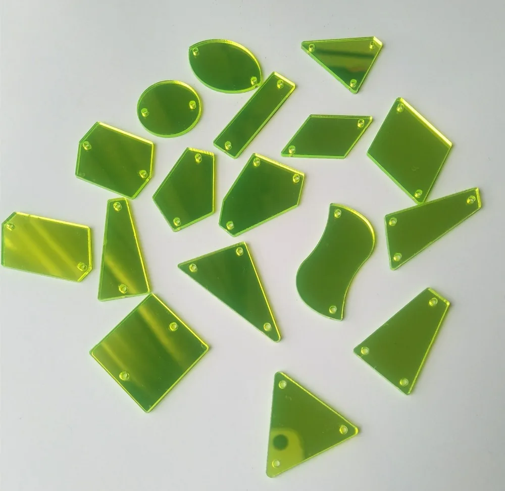 Пришивные флуоресцентные зеленые акриловые зеркальные Акриловые стразы с