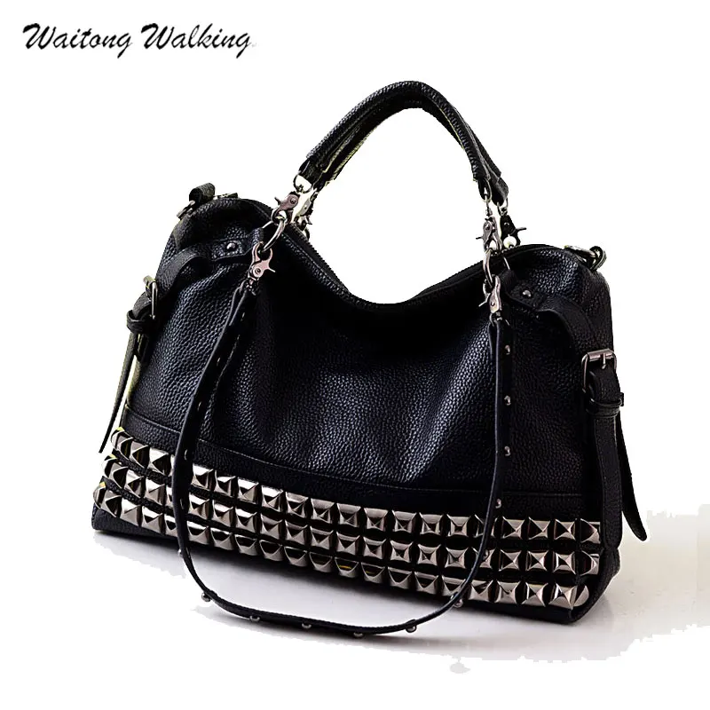Роскошные сумки женская сумка Дизайнерская кожаная брендовая рок мотоциклетная