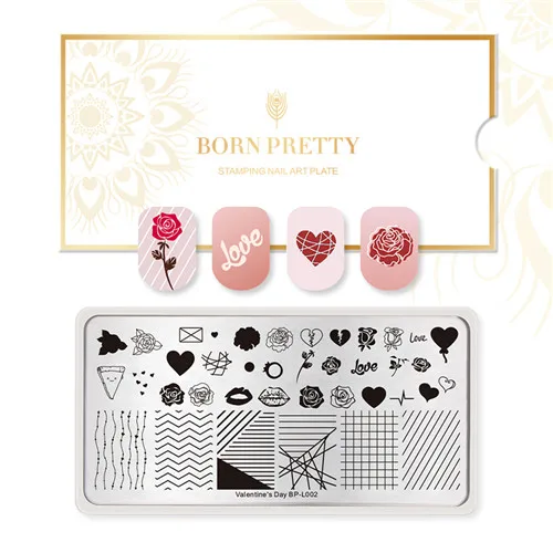 BP-L002 BORN PRETTY Love тема ногтей штамповка шаблон романтическая Весенняя Роза Цветок Любовь линия Свадебное изображение ногтей штамповка Инструмент - Цвет: BP-L002