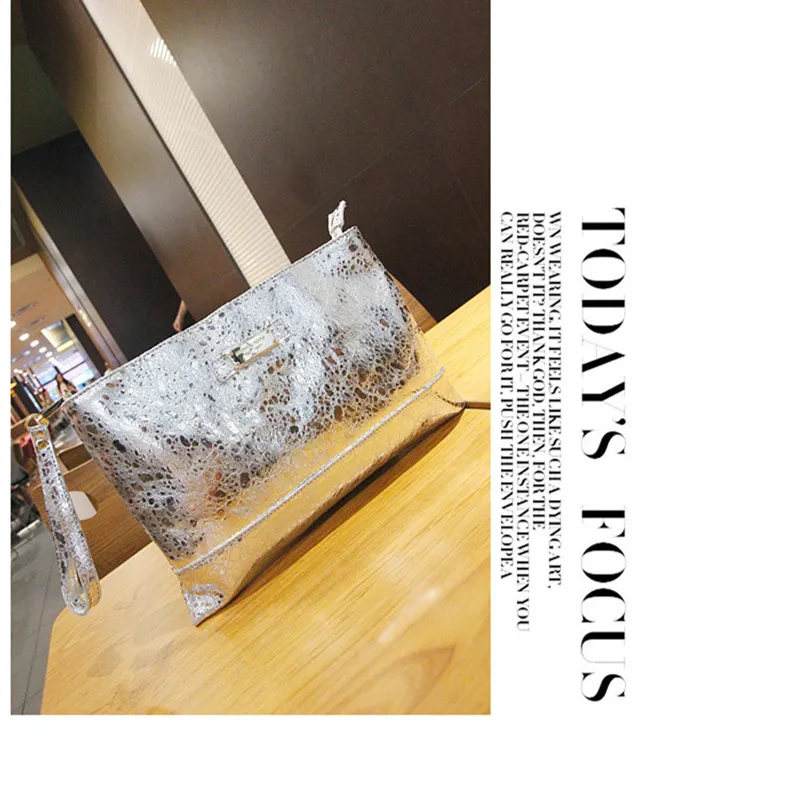 Модная женская сумка из натуральной кожи серебристого и золотого цвета через