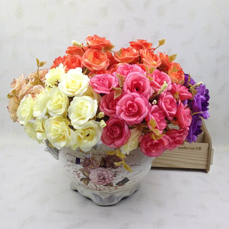 14 головок шелковые розы букет для вечеринок европейский стиль центральный