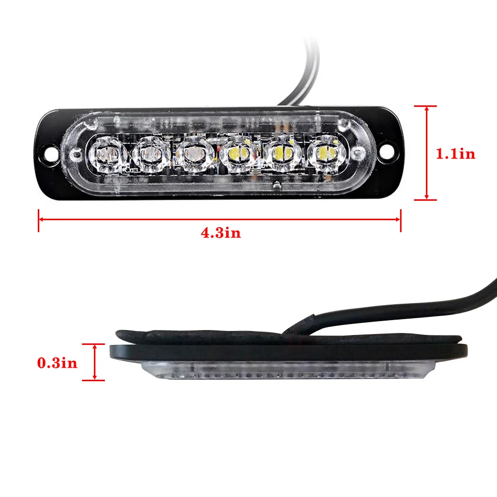 6 LED Red and White Car Strobe Light Bar 12V Emergency Dash Flashing 3W high power Warning Lamp | Автомобили и мотоциклы