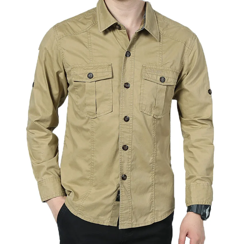 Мужская рубашка с длинными рукавами на весну и осень Униформа Военная униформа