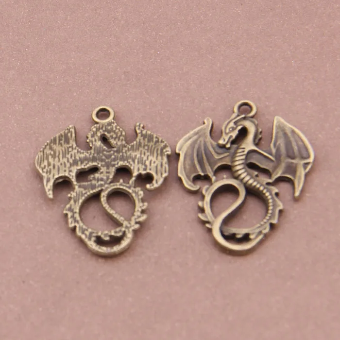 

15pcs Charms pterosaurs Loong dragon Pendants 36x28mm 4.1g Antique bronze Handmade Jewelry Making DIY Europe alloy accessories