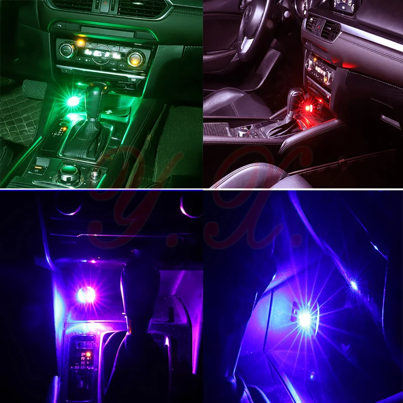 2 шт. автомобильные интерьерные атмосферные огни декоративная лампа USB RGB цвет