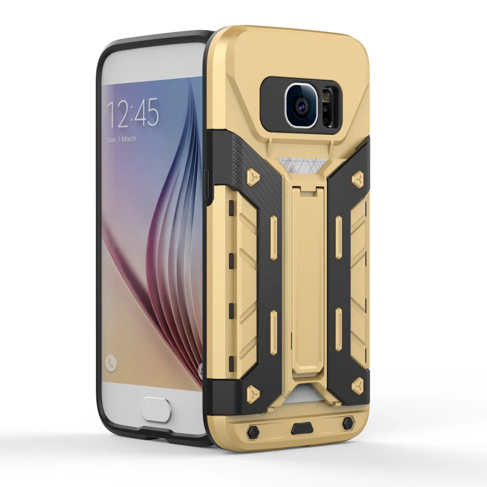 Роскошные Броня 3 в 1 Чехол Для Samsung Galaxy S7 Держателя Карты случаи с Подставкой Hybrid PC