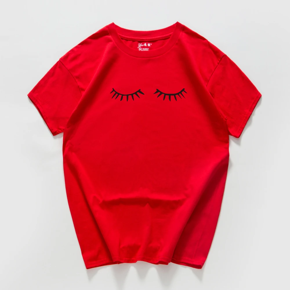 

2018 new eyelash print t shirt women 100%Cotton plus size tshirt women summer 2018,big size tee shirt femme loose tops tees
