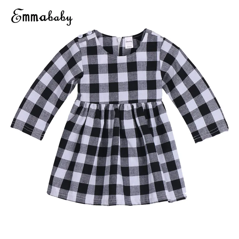 Emmababy Plaid Girls Dresses Long Sleeve 2017 New Clothes Cotton Children Toddler Baby Girl Clothing Kids | Детская одежда и обувь