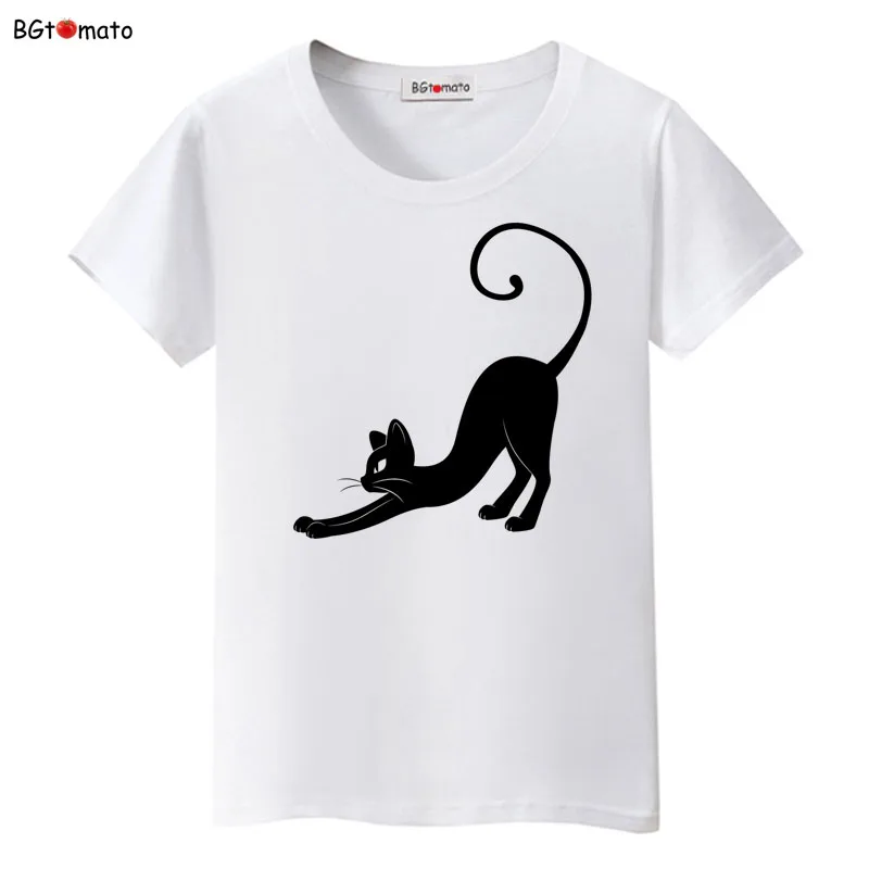 

2021 Gentle and graceful black cat T-shirts for women summer cool trend tops Good quality brand tees casual shirts