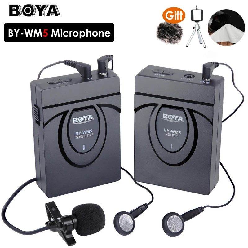 BOYA BY WM5 Pro беспроводной петличный микрофон Lavalier система для DSLR камеры видеокамеры