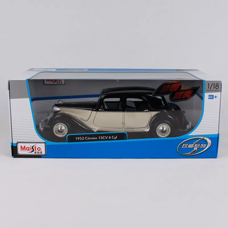 Maisto 1:18 1952 Citroen 15CV 6 цил модель автомобиля черный белый цвет 265*95 * мм 84 Двигатель