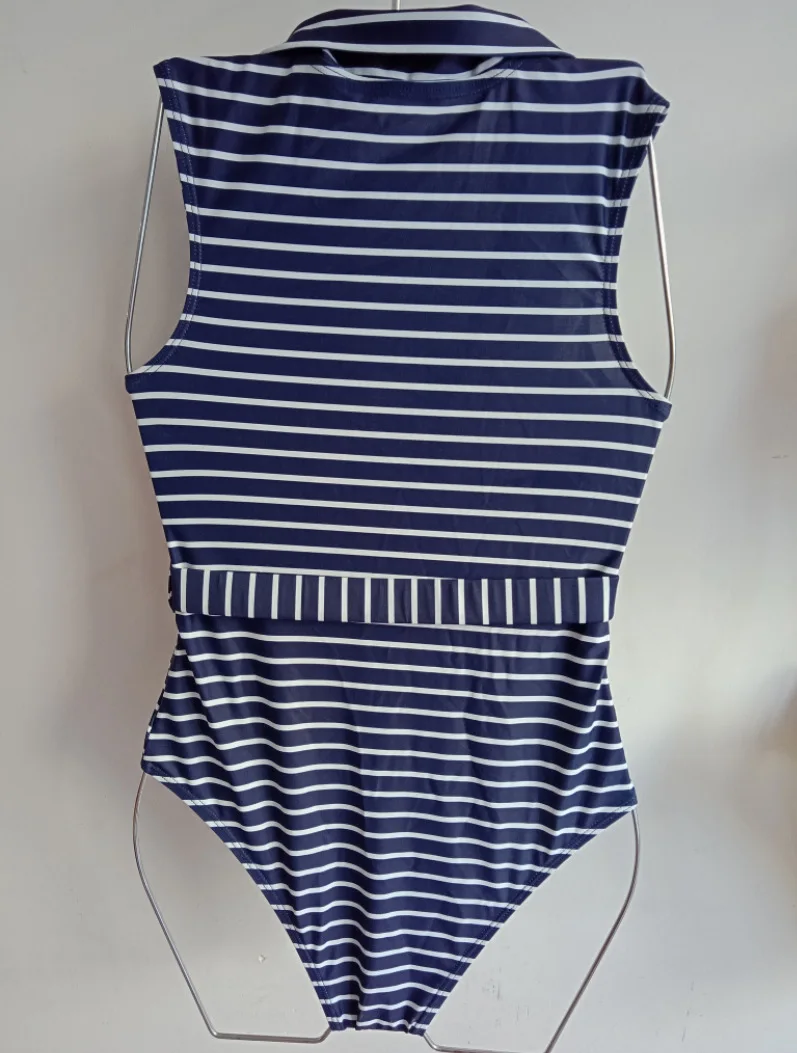 Striped One Piece Swimsuit Women Belt Swimwear Push Up Bathing Suit Sexy Cut Out Monokini Swimming Bodysuit Beach Wear | Спорт и