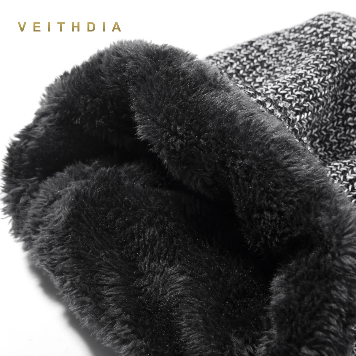 VEITHDIA двухслойные шапки Skullies для мужчин вязаные плюс бархатные Лоскутные цветные