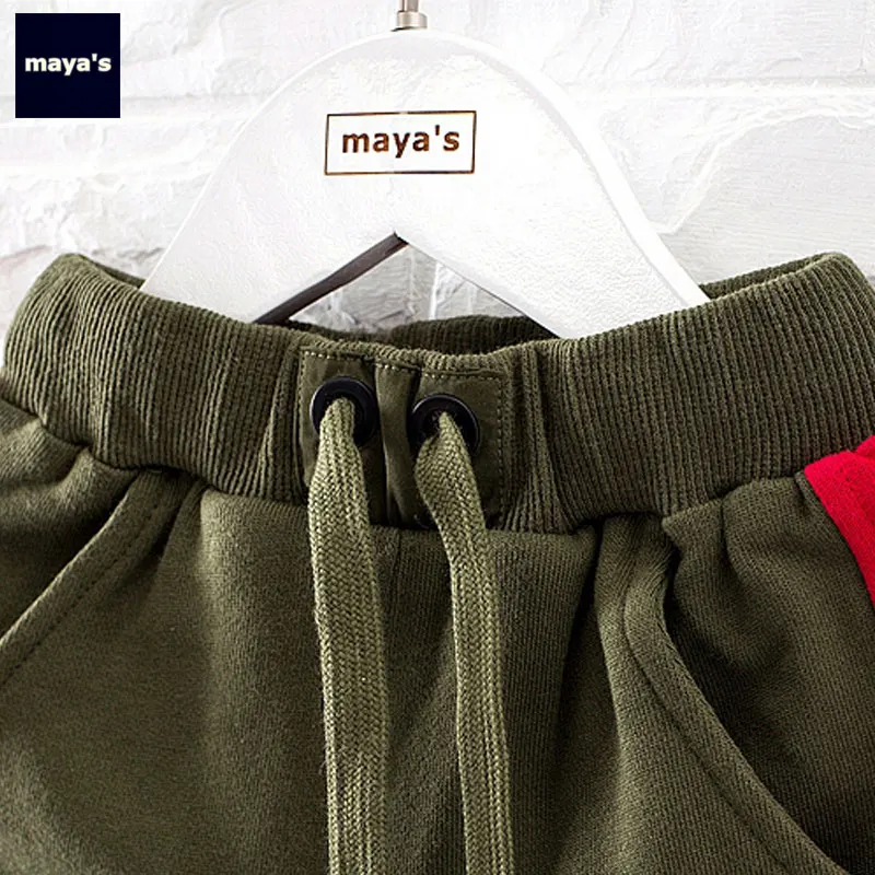Mayas/Модные осенние штаны в полоску сбоку для мальчиков черные модные брюки карго