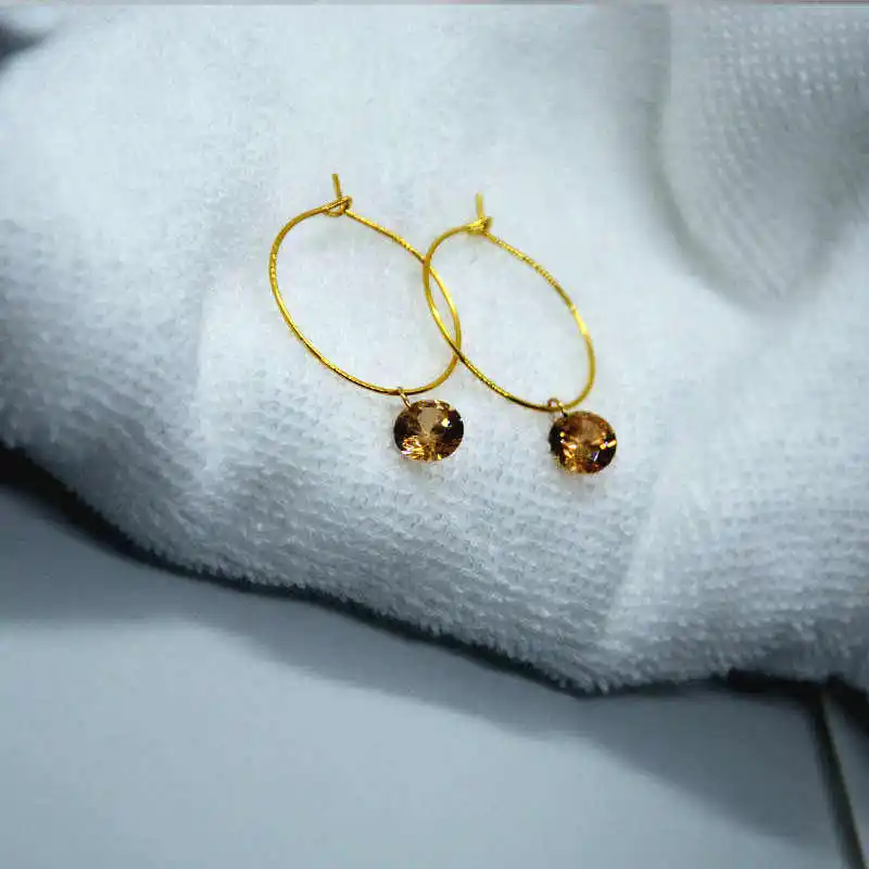 Серьги-кольца женские круглые с фианитами модные ювелирные украшения для ушей