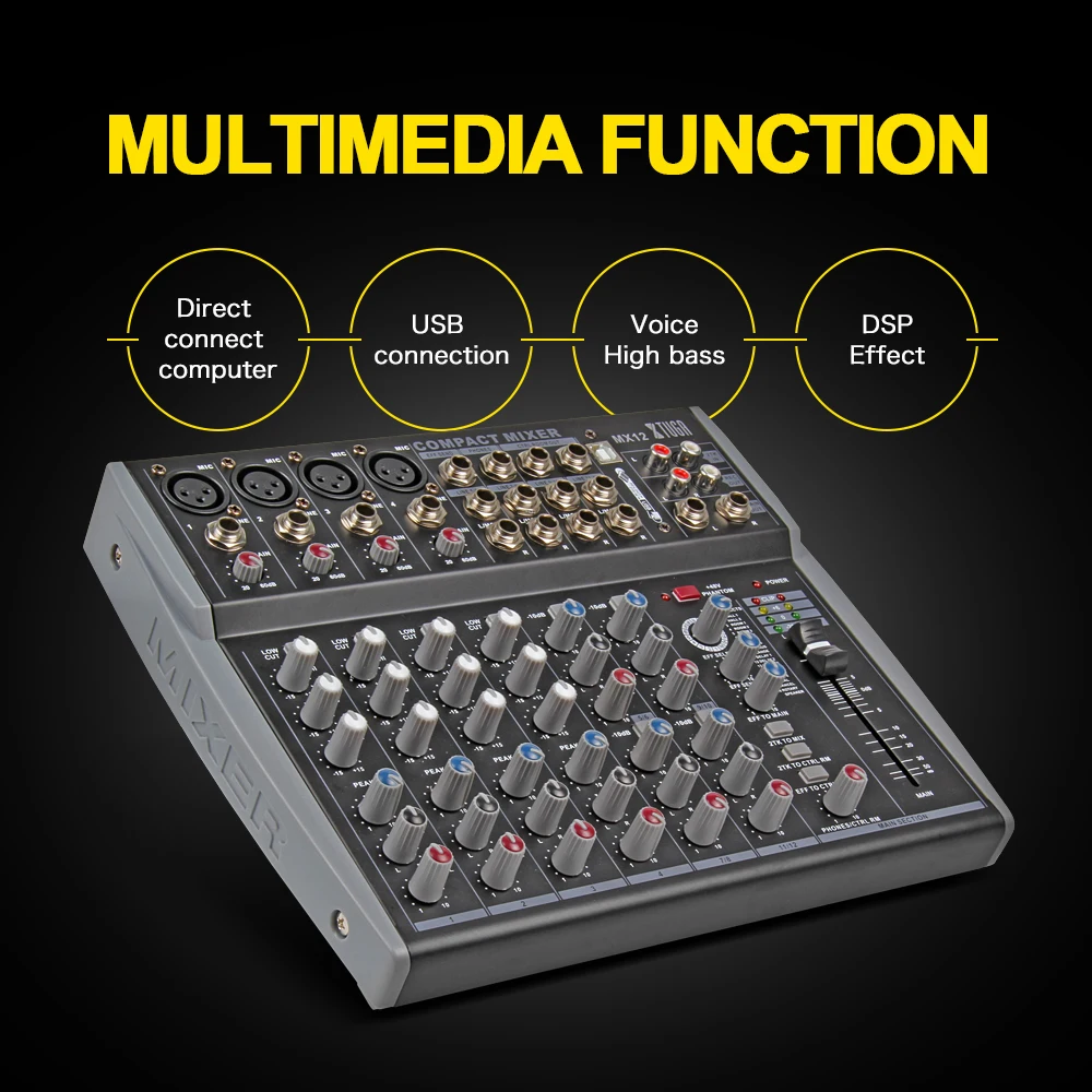XTUGA MX12 каналы 3 полосный EQ аудио музыкальный микшер микшерная консоль с USB XLR
