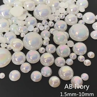 ab ivory half pearl mixed size from 1 5mm to 10mm diy craft abs resin flatback half round imitation pearls for phone decoration
