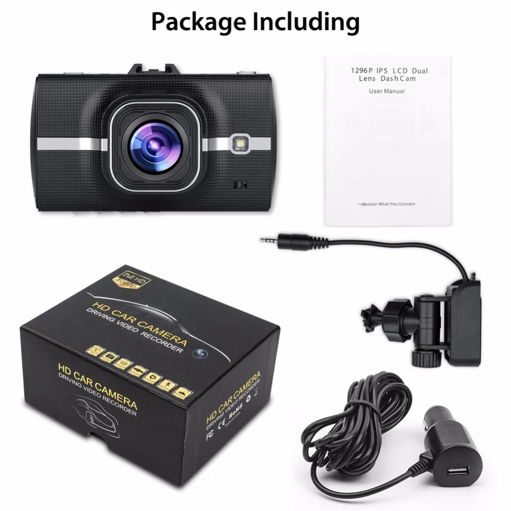 Видеорегистраторы для автомобилей 1296 P Full HD регистраторы 12MP/30fps F2.0 6 Слои Стекло