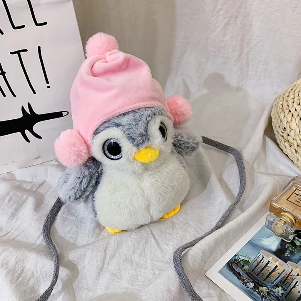 Penguin Doll Fashion Women Girl Cute Fat Penguin-Like Bags Plush Crossbody Bags Weird Bags Girls Boys Doll Bag@39@20
