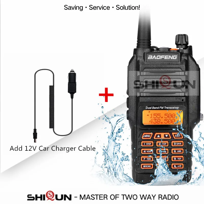Add Car Charger UV-9R IP67 Водонепроницаемый Dual Band 136-174/400-520 МГц Ham радио 10 км Baofeng 8 Вт иди и болтай Walkie Talkie “иди и 10 км UV-82 UV-5R UV-XR УФ 9R плюс - Цвет: Add Car Charger