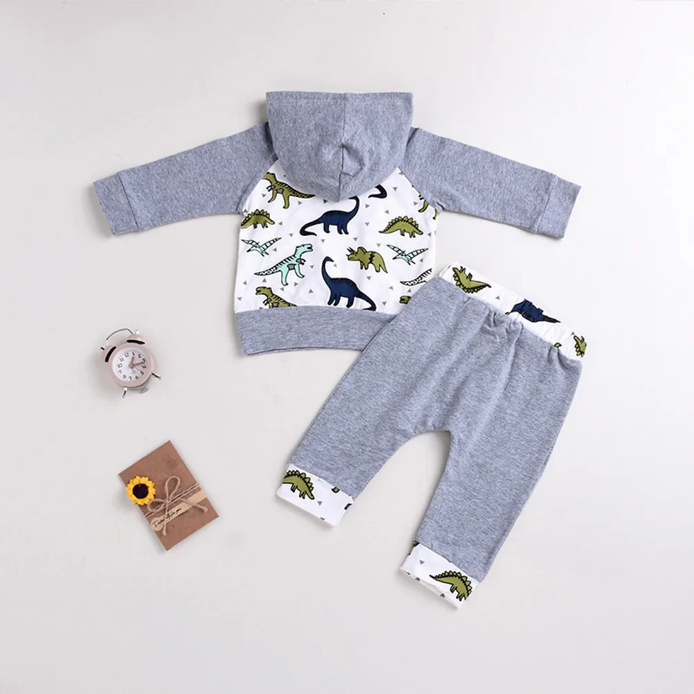 Модные топы с капюшоном и рисунком динозавра для маленьких мальчиков девочек