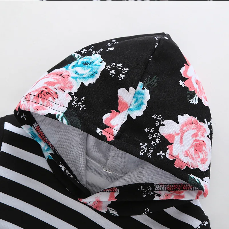 Newborn Children Winter Spring Baby Girl Clothes Long Sleeve Hoodie floral Tops Pants 2 Pieces infant girls clothing Outfit Set | Детская